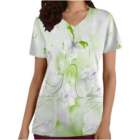 YWDJ Work Scrub Tops for Women Trendy Dressy Casual Novelty with V Neck Short Sleeve Green S
YWDJ Work Scrub Tops for Women Trendy Dressy Casual Novelty with V Neck Short Sleeve Green S