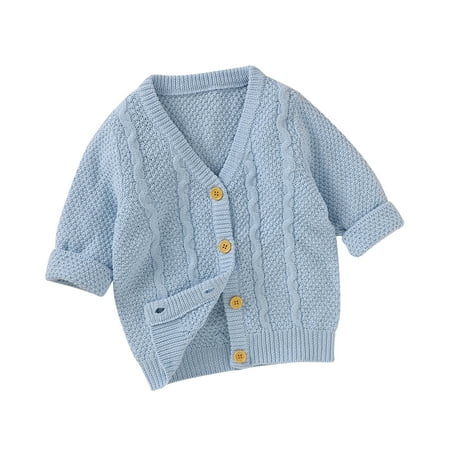 IZhansean Newborn Baby Girls Knitted Cardigan Sweater Solid Color Long Sleeve V-neck Single Breasted Warm Coat Blue 6-12 Months
IZhansean Newborn Baby Girls Knitted Cardigan Sweater Solid Color Long Sleeve V-neck Single Breasted Warm Coat Blue 6-12 Months