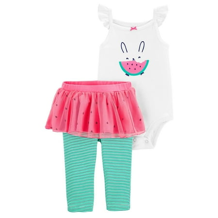 Baby Girl Carter s 2-Piece Watermelon Bodysuit & Tutu Pants Set 6M