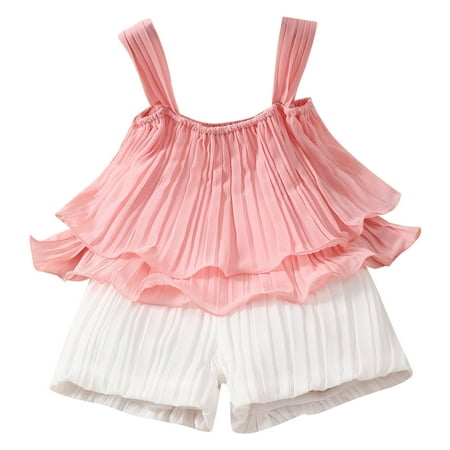 ZRBYWB Summer Toddler Girls Clothes Sleeveless Solid Color Ruffles Tops Shorts Two Piece Outfits Set For Kids Baby Clothes
ZRBYWB Summer Toddler Girls Clothes Sleeveless Solid Color Ruffles Tops Shorts Two Piece Outfits Set For Kids Baby Clothes