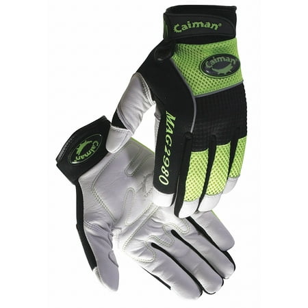 Caiman Mechanics Gloves White/Hi-Vis Lime S PR 2980-3