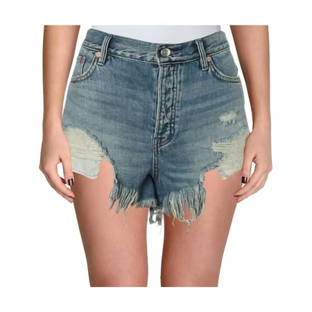 We The Free Womens Loving Good Vibrations Destroyed Denim Cutoff Shorts