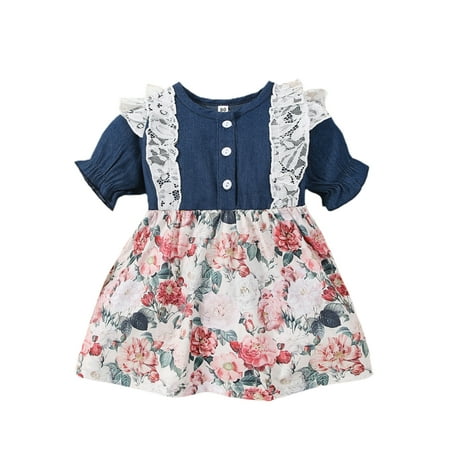 Thaisu Baby Girls Summer Dress Short Sleeve Floral Lace Splice Buttons Dress High Waist One-Piece
Thaisu Baby Girls Summer Dress Short Sleeve Floral Lace Splice Buttons Dress High Waist One-Piece