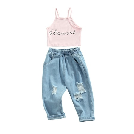 CenturyX Toddler Baby Girls Casual Outfits Short Halter Tank Tops Ripped Jeans Pants Summer Clothes Pink 5-6 Years
CenturyX Toddler Baby Girls Casual Outfits Short Halter Tank Tops Ripped Jeans Pants Summer Clothes Pink 5-6 Years