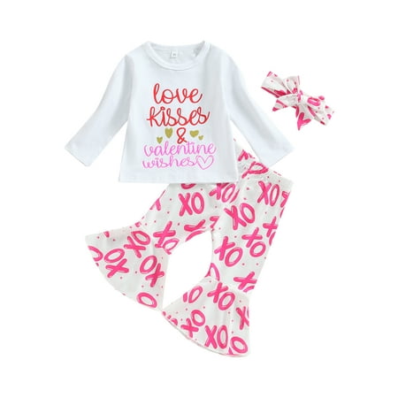 AmShibel Valentine s Day Kids Girls Clothes Set Long Sleeve Crew Neck T-Shirts Letter Heart Print Flare Pants Headband 3Pcs Set
AmShibel Valentine s Day Kids Girls Clothes Set Long Sleeve Crew Neck T-Shirts Letter Heart Print Flare Pants Headband 3Pcs Set