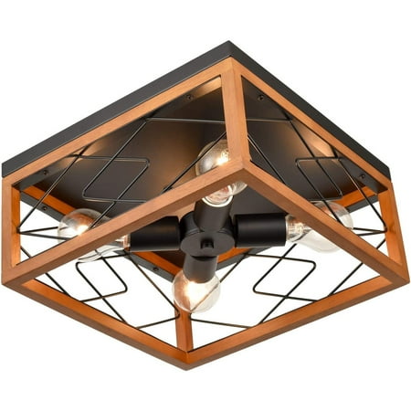 Etna Farmhouse Flush Mount Ceiling Light 4-Light Metal and Wood Light Fixture
Etna Farmhouse Flush Mount Ceiling Light 4-Light Metal and Wood Light Fixture