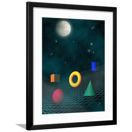 Space Background with Geometric Shapes Framed Print Wall Art By Carol & Mike Werner