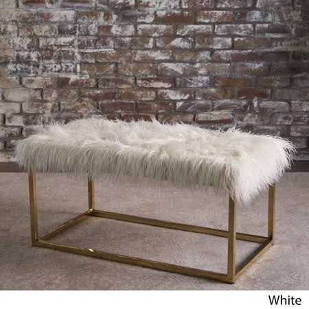 Christopher Knight Home Mallory Faux Fur Rectangle Ottoman Bench by