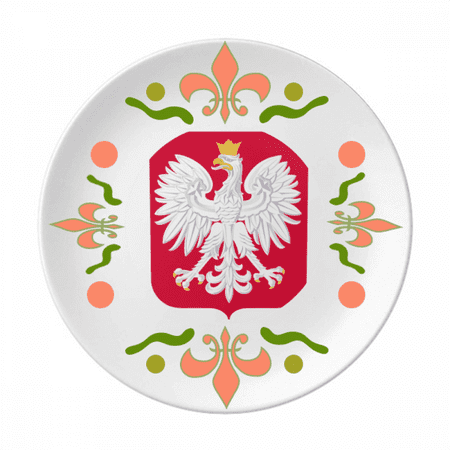 Poland Europe National Emblem Flower Ceramics Plate Tableware Dinner Dish