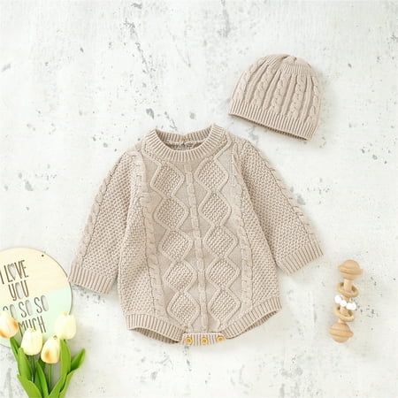 Hunpta Newborn Infant Baby Knit Romper Cotton Long Sleeve Boy Girl Sweater Clothes Baby Bodysuit With Cute Hat Set
Hunpta Newborn Infant Baby Knit Romper Cotton Long Sleeve Boy Girl Sweater Clothes Baby Bodysuit With Cute Hat Set