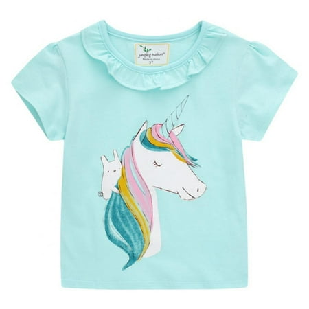 GYRATEDREAM Girls Short Sleeve Shirt Toddler Crewneck Tops Ruffled Collar Unicorn Tee Summer Clothes 2-7 Years
GYRATEDREAM Girls Short Sleeve Shirt Toddler Crewneck Tops Ruffled Collar Unicorn Tee Summer Clothes 2-7 Years