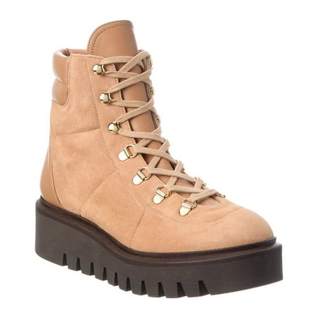 Stuart Weitzman Chalet Lug Suede & Leather Hiker Boot 9.5 Brown