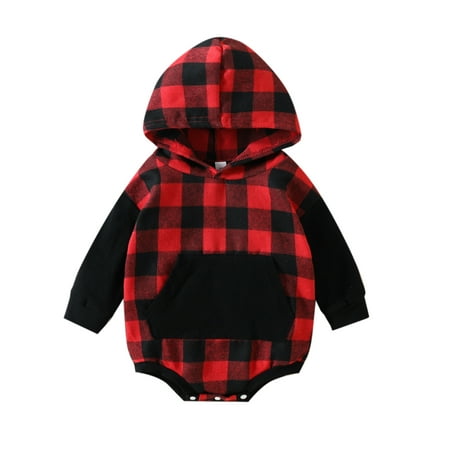 Meihuida Toddlers Baby Girl Boy Hooded Romper Plaid Patchwork Long Sleeve Snaps Jumpsuit with Patch Pocket 0-24 Months
Meihuida Toddlers Baby Girl Boy Hooded Romper Plaid Patchwork Long Sleeve Snaps Jumpsuit with Patch Pocket 0-24 Months