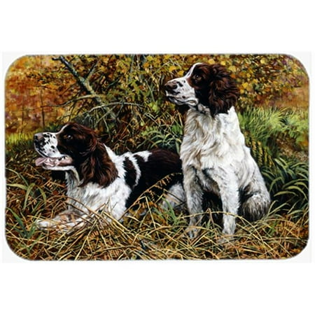 Two Springer Spaniels in the Grasses Glass Large Cutting Board