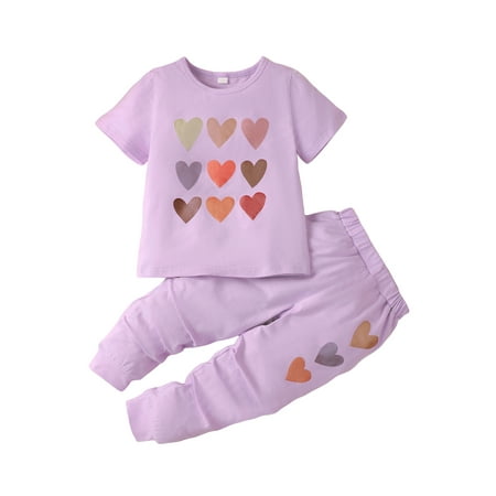 Toddler Kid Summer Outfit Heart Print Short Sleeve Crew Neck T-Shirt Elastic Waist Long Pants Set
Toddler Kid Summer Outfit Heart Print Short Sleeve Crew Neck T-Shirt Elastic Waist Long Pants Set