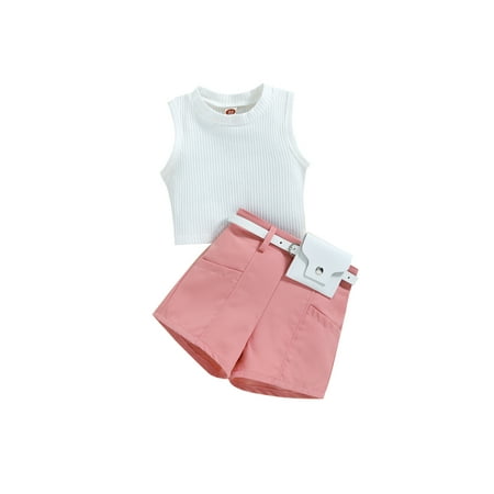 Qtinghua Toddler Baby Girls Summer Clothes Sleeveless Ribbed Tank Tops Elastic Waist Shorts Waist Bag Set Pink 2-3 Years
Qtinghua Toddler Baby Girls Summer Clothes Sleeveless Ribbed Tank Tops Elastic Waist Shorts Waist Bag Set Pink 2-3 Years