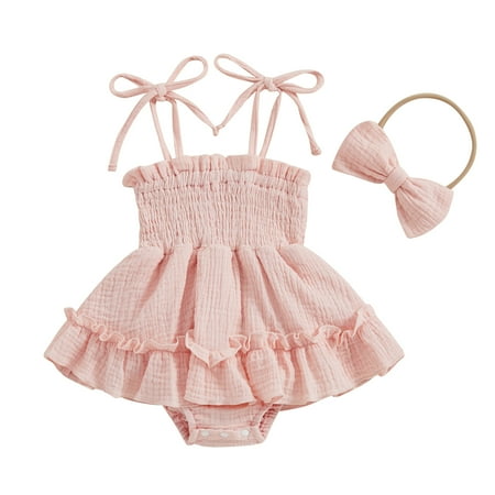 Suealasg Baby Girls Outfit 3 6 12 18 Months 2Pcs Newborn Girl Summer Clothing Infant Girls Solid Color Sleeveless Adjustable Shoulder Strap Romper Headband
Suealasg Baby Girls Outfit 3 6 12 18 Months 2Pcs Newborn Girl Summer Clothing Infant Girls Solid Color Sleeveless Adjustable Shoulder Strap Romper Headband