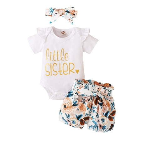 Mikrdoo Baby Girls Clothes Baby Outfits little SISTER Ruffle Romper Floral Shorts Headband 3PCS White 0-3 Months 
Mikrdoo Baby Girls Clothes Baby Outfits little SISTER Ruffle Romper Floral Shorts Headband 3PCS White 0-3 Months