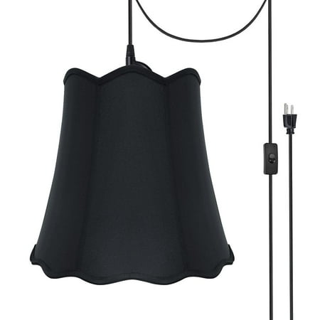 Aspen Creative 74063-21 Two-Light Plug-In Swag Pendant Light Conversion Kit with Transitional Scallop Bell Fabric Lamp Shade Black 16 width
Aspen Creative 74063-21 Two-Light Plug-In Swag Pendant Light Conversion Kit with Transitional Scallop Bell Fabric Lamp Shade Black 16 width