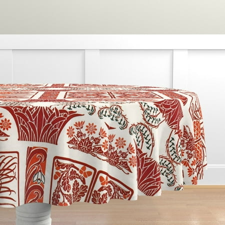 Cotton Sateen Tablecloth 90 Round - Vintage Art Nouveau Botanical Arts Leaves Flowers Print Custom Table Linens by Spoonflower
Cotton Sateen Tablecloth 90 Round - Vintage Art Nouveau Botanical Arts Leaves Flowers Print Custom Table Linens by Spoonflower