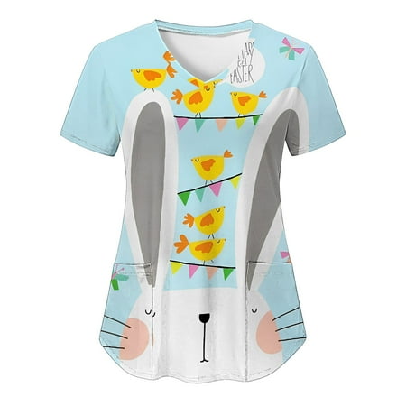 Women Scrubs Top Working Uniform Nurses Clothing Workwear Casual Easter Bunny Printed Short Sleeve V-Neck Streetwear Pocket Loose Top
Women Scrubs Top Working Uniform Nurses Clothing Workwear Casual Easter Bunny Printed Short Sleeve V-Neck Streetwear Pocket Loose Top