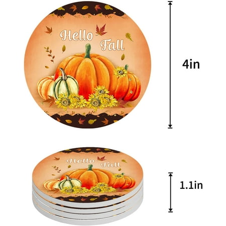 FMSHPON Hello Fall Pumpkins and Sunflower Maple Leaf Set of 4 Round Coaster for Drinks Absorbent Ceramic Stone Coasters Cup Mat with Cork Base for Home Kitchen Room Coffee Table Bar Decor
FMSHPON Hello Fall Pumpkins and Sunflower Maple Leaf Set of 4 Round Coaster for Drinks Absorbent Ceramic Stone Coasters Cup Mat with Cork Base for Home Kitchen Room Coffee Table Bar Decor