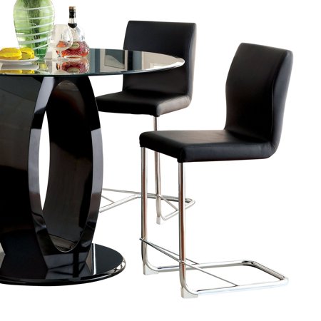 Furniture of America Damore Contemporary Counter Height Padded Leatherette Dining Chair - Black - Set of 2