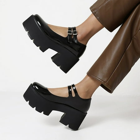 Women Leather Shoes British Style Belt Buckle Student Wearable Casual Thick High Heels Solid Color Ankle Strap Round Toe Sandals
Women Leather Shoes British Style Belt Buckle Student Wearable Casual Thick High Heels Solid Color Ankle Strap Round Toe Sandals