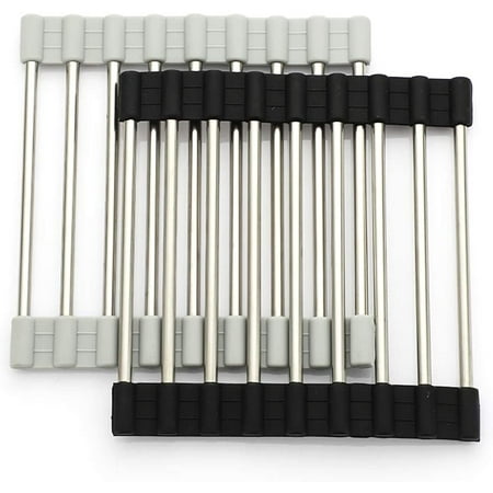 Roll Up Trivets Rack 304 Stainless Steel Multi-Use Heat Resistant for Hot Dishes Pots Pans Pads on Countertops Tables Pot Holders For Home Kitchen Dining (2 Pack-Gray/Black)
Roll Up Trivets Rack 304 Stainless Steel Multi-Use Heat Resistant for Hot Dishes Pots Pans Pads on Countertops Tables Pot Holders For Home Kitchen Dining (2 Pack-Gray/Black)