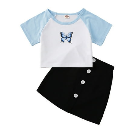 Nokpsedcb Summer Kids Girls Short Sleeve Panel Butterfly Print Cotton T-shirt Skirt Set Light Blue 3-4 Years
Nokpsedcb Summer Kids Girls Short Sleeve Panel Butterfly Print Cotton T-shirt Skirt Set Light Blue 3-4 Years