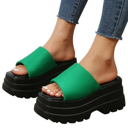ZIZOCWA Solid Color Slippers for Women Summer Open Toe Platform Sandals Thick Sole Pu Leather Wedge Slippers Slides Summer Fashion Green Size7
ZIZOCWA Solid Color Slippers for Women Summer Open Toe Platform Sandals Thick Sole Pu Leather Wedge Slippers Slides Summer Fashion Green Size7