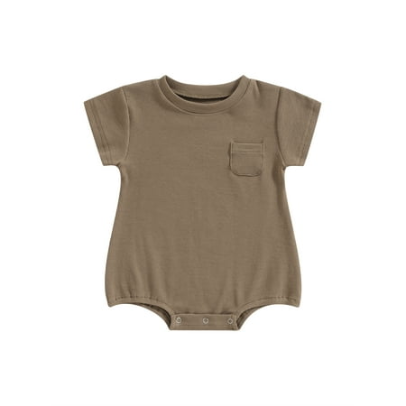 Infant Baby Girl Boy Short Sleeve Crewneck Knitted Ribbed Solid Color Romper with Breast Pocket Bodysuit Summer One Piece Outfit
Infant Baby Girl Boy Short Sleeve Crewneck Knitted Ribbed Solid Color Romper with Breast Pocket Bodysuit Summer One Piece Outfit