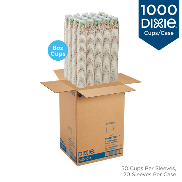 Dixie® PerfecTouch® 8 oz. Insulated Paper Hot Coffee Cup, 5338CD, 1,000 Count (50 Cups Per Sleeve, 20 Sleeves Per Case)