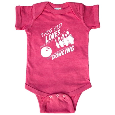 Inktastic This Kid Loves Bowling Gift Baby Boy or Baby Girl Bodysuit