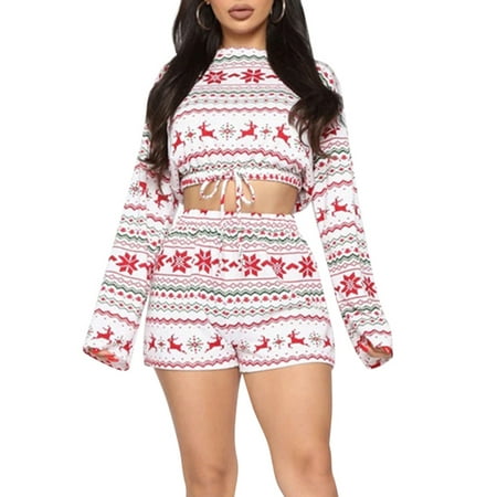 QELUSQELUS Women Cropped Top+Short Drawstring Pajamas Set Christmas Nightwear Loungewear
QELUSQELUS Women Cropped Top+Short Drawstring Pajamas Set Christmas Nightwear Loungewear