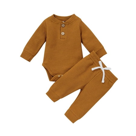 uukiA Infant 0-12 Months Unisex Baby Neutral Solid Color Long Sleeve Romper And Pants 2PCs Outfit Suit
uukiA Infant 0-12 Months Unisex Baby Neutral Solid Color Long Sleeve Romper And Pants 2PCs Outfit Suit