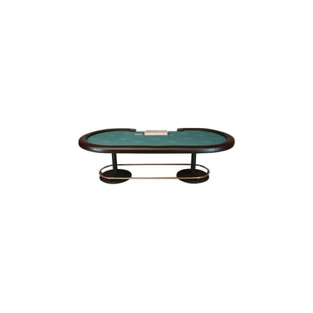 Poker Table, Casino Style w Pedestal Legs and Chrome Rail (Blue, Black)