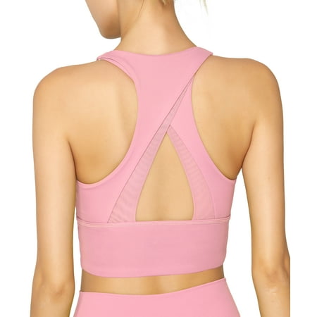 light & leaf Longline Sports Bra Padded Workout Crop Yoga Bra Tops for Women