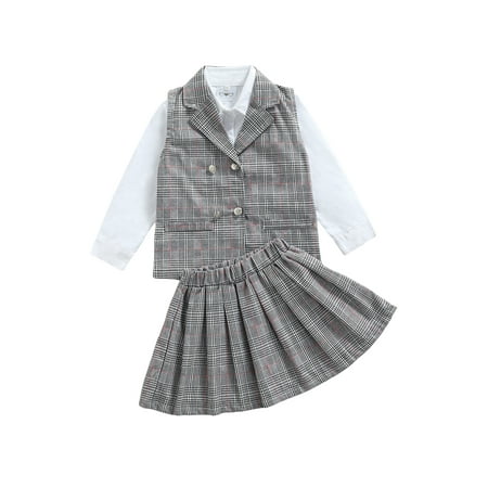 Canrulo 3Pcs Toddler Baby Girl Formal Suit Lapel Long Sleeve Shirt+Plaids Vest+Mini Skirt Outfits Gray 2-3 Years
Canrulo 3Pcs Toddler Baby Girl Formal Suit Lapel Long Sleeve Shirt+Plaids Vest+Mini Skirt Outfits Gray 2-3 Years