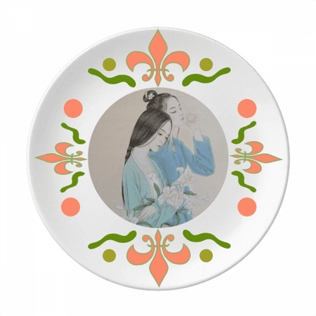 Lily Flower Beauty Chinese Painting Flower Ceramics Plate Tableware Dinner Dish