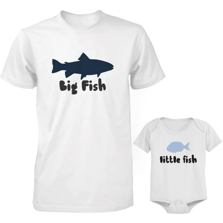 Big Fish and Little Fish Dad and Baby Matching Shirt and Bodysuit