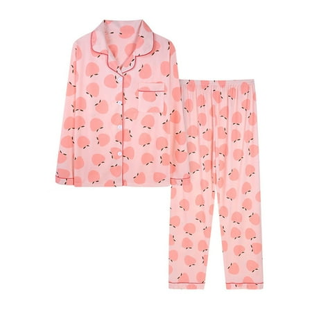 MAWCLOS Women Sleepwear Long Sleeve Nightwear Lapel Pajamas Sets Casual Button Down Lounge Set Home Clothes Peach Pink L
MAWCLOS Women Sleepwear Long Sleeve Nightwear Lapel Pajamas Sets Casual Button Down Lounge Set Home Clothes Peach Pink L