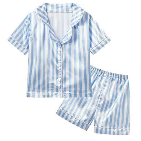 Atogsazn Toddler Baby Girls Silk Satin Pajama Sets Children s 2 Piece Button Striped Short Sleeve Cardigan Shirt and Shorts Sets Blue 9-12 Months on Clearance
Atogsazn Toddler Baby Girls Silk Satin Pajama Sets Children s 2 Piece Button Striped Short Sleeve Cardigan Shirt and Shorts Sets Blue 9-12 Months on Clearance