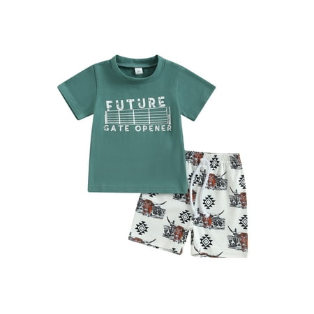 Cathery Toddler Baby Boy Western Outfit Cow Print Short Sleeve T Shirt Top Solid Shorts Cowboy Set Summer Clothes
Cathery Toddler Baby Boy Western Outfit Cow Print Short Sleeve T Shirt Top Solid Shorts Cowboy Set Summer Clothes