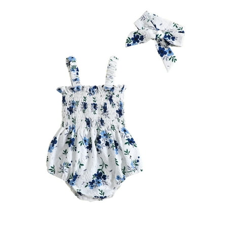 Baby Girls Romper Set Sleeveless Pleated Flower Print Romper with Hairband Summer Outfit
Baby Girls Romper Set Sleeveless Pleated Flower Print Romper with Hairband Summer Outfit