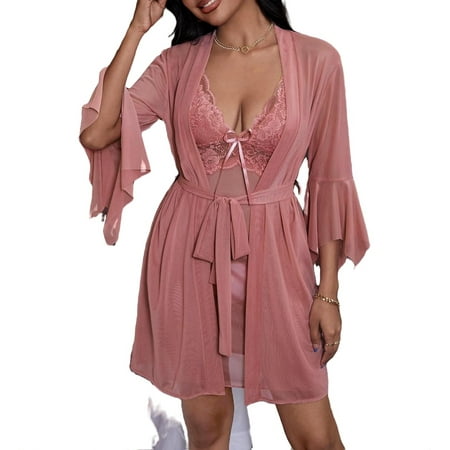 Sexy Plain Spaghetti Strap Dress Sets Dusty Pink 3/4 Sleeve Women Pajama Sets
Sexy Plain Spaghetti Strap Dress Sets Dusty Pink 3/4 Sleeve Women Pajama Sets