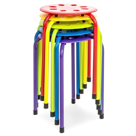Best Choice Products Set of 5 Backless Steel Stackable Stools (Multicolor)