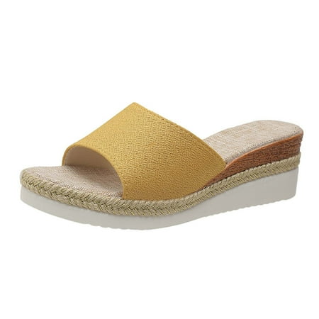 Summer Saving Clearance! Kukoosong Womens Wedge Sandals Womens Summer Fashion Casual Slippers Open Toe Thick Bottom Flax Slippers Sandals Women Yellow 41
Summer Saving Clearance! Kukoosong Womens Wedge Sandals Womens Summer Fashion Casual Slippers Open Toe Thick Bottom Flax Slippers Sandals Women Yellow 41