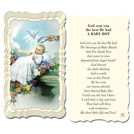 Baptism Boy Catholic Prayer Holy Card with Prayer on Back Pack of 50