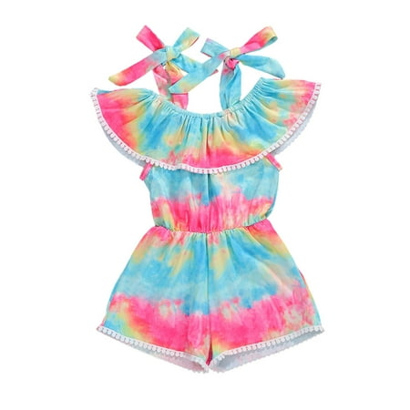 Binwwede Toddler Baby Girls Tie Dye Off Shoulder Ruffle Romper Spaghetti Strap Lace Trim Short Jumpsuit Outfit MHX
Binwwede Toddler Baby Girls Tie Dye Off Shoulder Ruffle Romper Spaghetti Strap Lace Trim Short Jumpsuit Outfit MHX